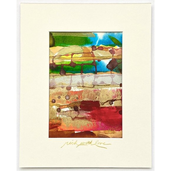 Rich With Love - Original Wall Art Watercolor Painting Matted Frame Ready 8”x10” - Picture 2 of 6